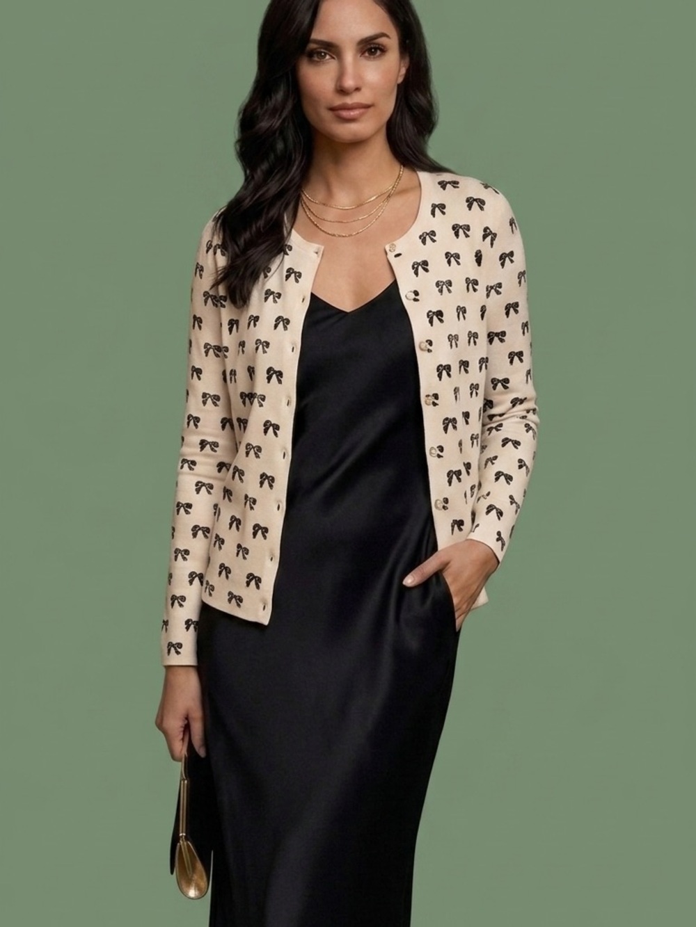 White House Black Market White Knit Top with Bow Motif
